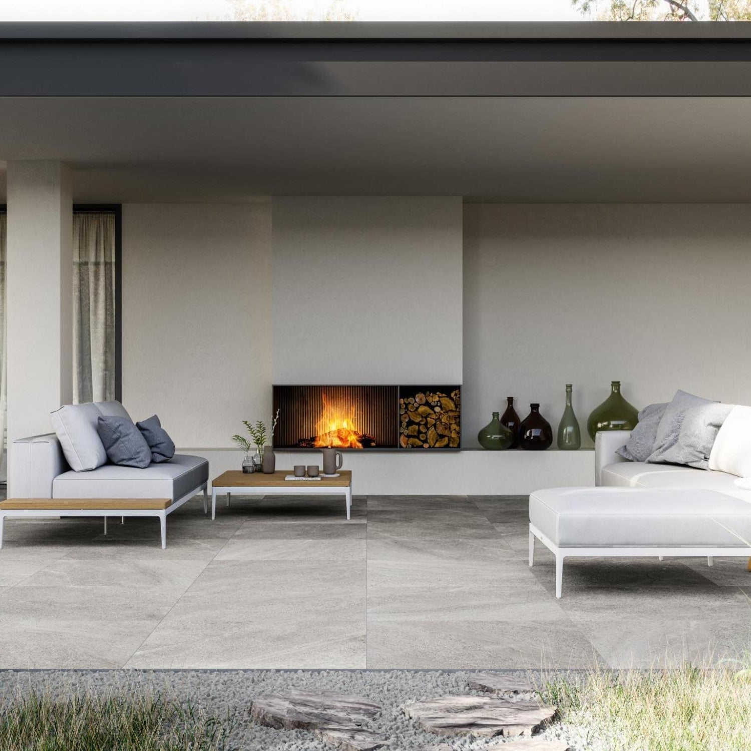 Natural stone look outdoor ceramic tiles
